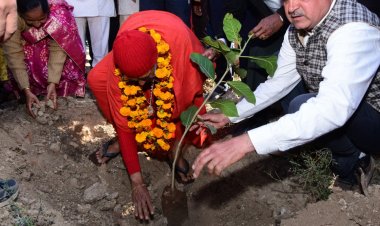हरिशेवा उदासीन आश्रम के महामंडलेश्वर स्वामी हंसराम जी उदासीन ने जन्मदिवस पर किया  पक्षीग्राम  चावन्डिया के तालाब पर वृक्षारोपण